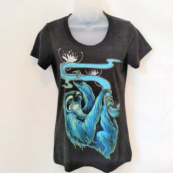 curbside Tops - Curbside Blue Sloth Graphic Tee Shirt